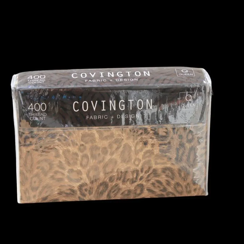 Covington Animal Leopard Print 4 Pc Queen Sheet Set Cotton Blend 400 Thread Ct